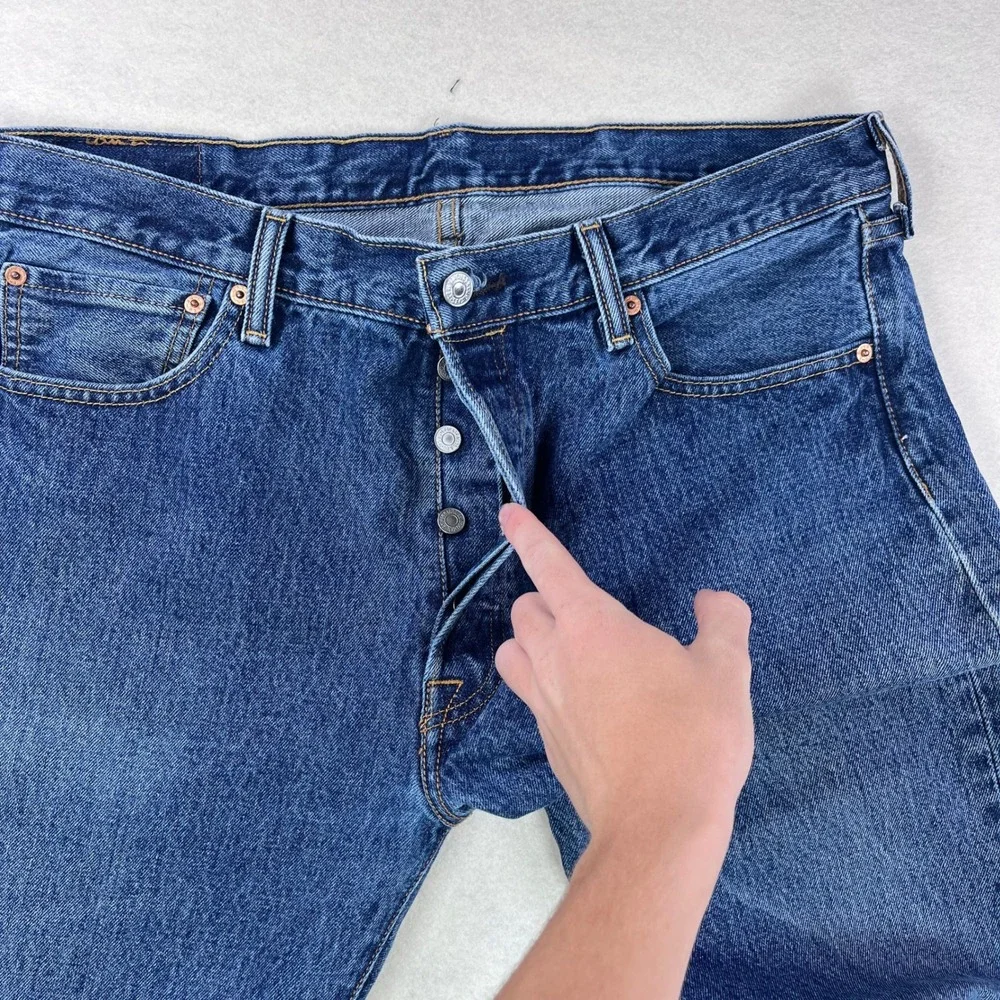 Levis 501 Original Fit Mens Blue Denim Jeans Straight Leg Button Fly 36x32